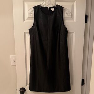J. Crew Factory Black Faux Leather Shift Dress